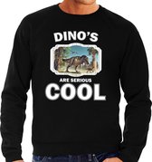 Dieren dinosaurussen sweater zwart heren - dinosaurs are serious cool trui - cadeau sweater t-rex dinosaurus/ dinosaurussen liefhebber 2XL