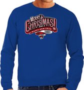 Merry Christmas Kerstsweater / Kersttrui blauw voor heren - Kerstkleding / Christmas outfit 2XL