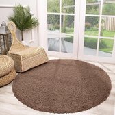 Rond Hoogpolig vloerkleed - Solid Taupe Ø 120cm