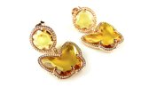 Zilveren oorringen oorbellen roos goud verguld Model Butterfly gezet met gele stenen