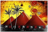 Schilderij - Afrika, de piramides, geel/rood, 1 deel
