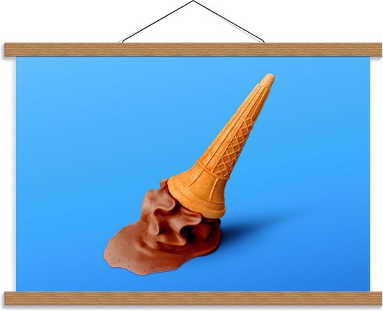 Schoolplaat – Gevallen Chocolade IJsje - 60x40cm Foto op Textielposter (Wanddecoratie op Schoolplaat)