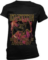 Led Zeppelin Dames Tshirt -M- Black Flames Zwart