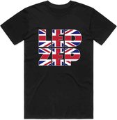 Led Zeppelin - Union Jack Type Heren T-shirt - S - Zwart