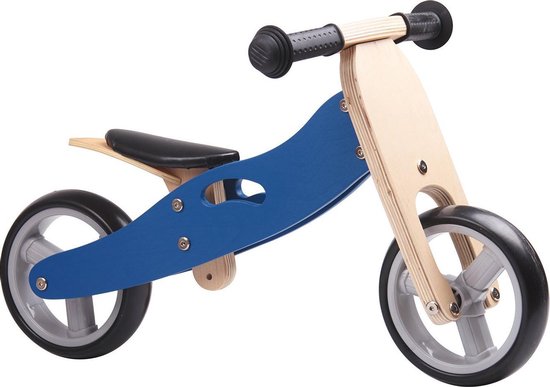 loopfietsje - Loopfiets 1 - 3 jaar - mini 2-1 urban - blauw houten speelgoed | bol.com