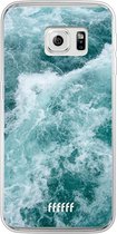 Samsung Galaxy S6 Edge Hoesje Transparant TPU Case - Whitecap Waves #ffffff