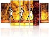 Schilderij , 3 afrikaanse vrouwen  II, multikleur , 4 maten , 5 luik , wanddecoratie , Premium print , XXL