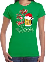 Ho ho hold my beer fout Kerst shirt / Kerst t-shirt groen voor dames - Kerstkleding / Christmas outfit L