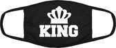 King grappig mondkapje| koning | kroon | gezichtsmasker | bescherming | bedrukt | logo | Zwart / Wit mondmasker van katoen, uitwasbaar & herbruikbaar. Geschikt voor OV