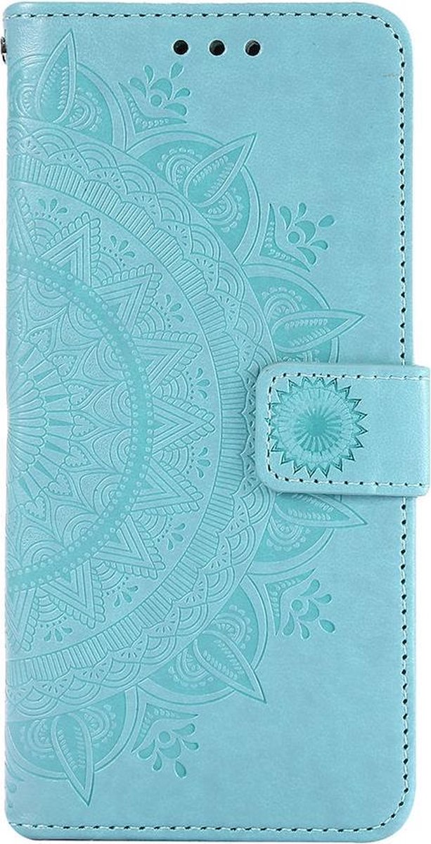 Shop4 - Geschikt voor Samsung Galaxy A21s Hoesje - Wallet Case Mandala Patroon Mint Groen