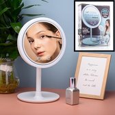 Decopatent® Beauty Breeze Mirror - Make-Up Spiegel met LED Verlichting & Ventilatie - 360° Draaibaar - Make Up 5x Vergrootspiegel