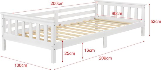 Lit bébé avec sommier et protection antichute 90x200 cm blanc