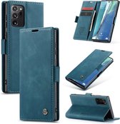Portemonnee Hoesje Samsung Galaxy Note 20 Plus Retro Wallet Case - Blue