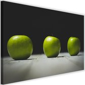 Schilderij Drie groene appels, 2 maten (wanddecoratie)
