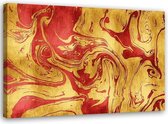 Schilderij Abstractie in rood en goudlook, 2 maten (wanddecoratie)