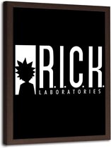 Foto in frame ,  R.i.c.k. Laboratories , 70x100cm , Zwart wit reclamebord , wanddecoratie