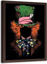 Foto in frame , Mad Hatter ,70x100cm , Filmposter , groen oranje roze zwart , wanddecoratie ,  Premium Print