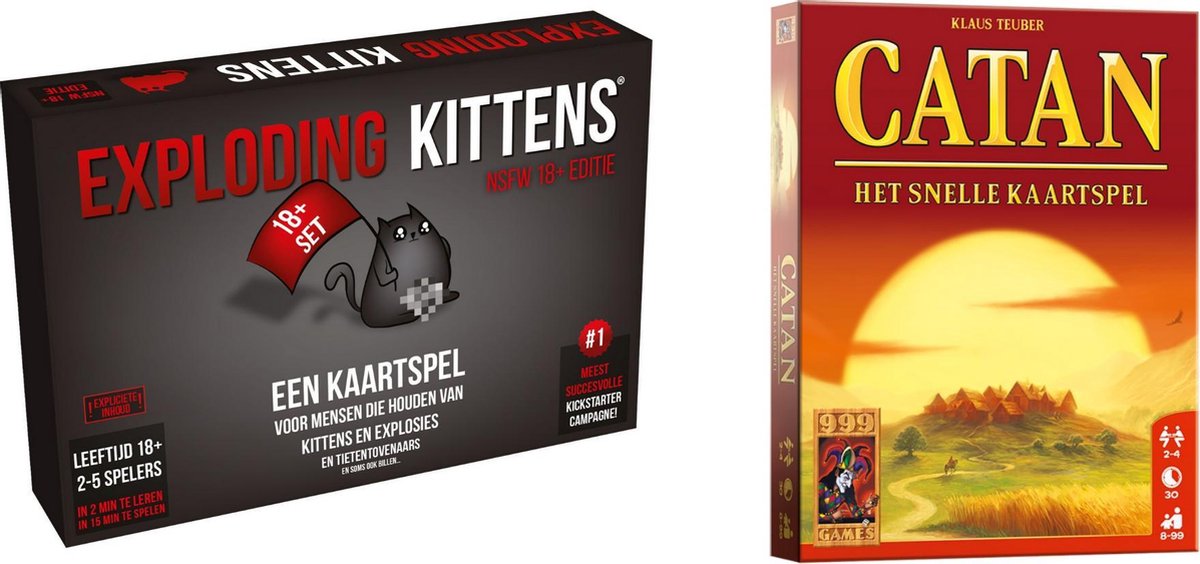 Spellenbundel - Kaartspel - 2 stuks - Exploding Kittens NSFW (18+) & Catan: Het Snelle Kaartspel