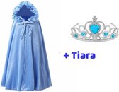 Prinsessenjurk meisje - Prinsessen Verkleedkleding - voor bij je Elsa / Anna  jurk - Blauwe Cape - maat L - 89 cm