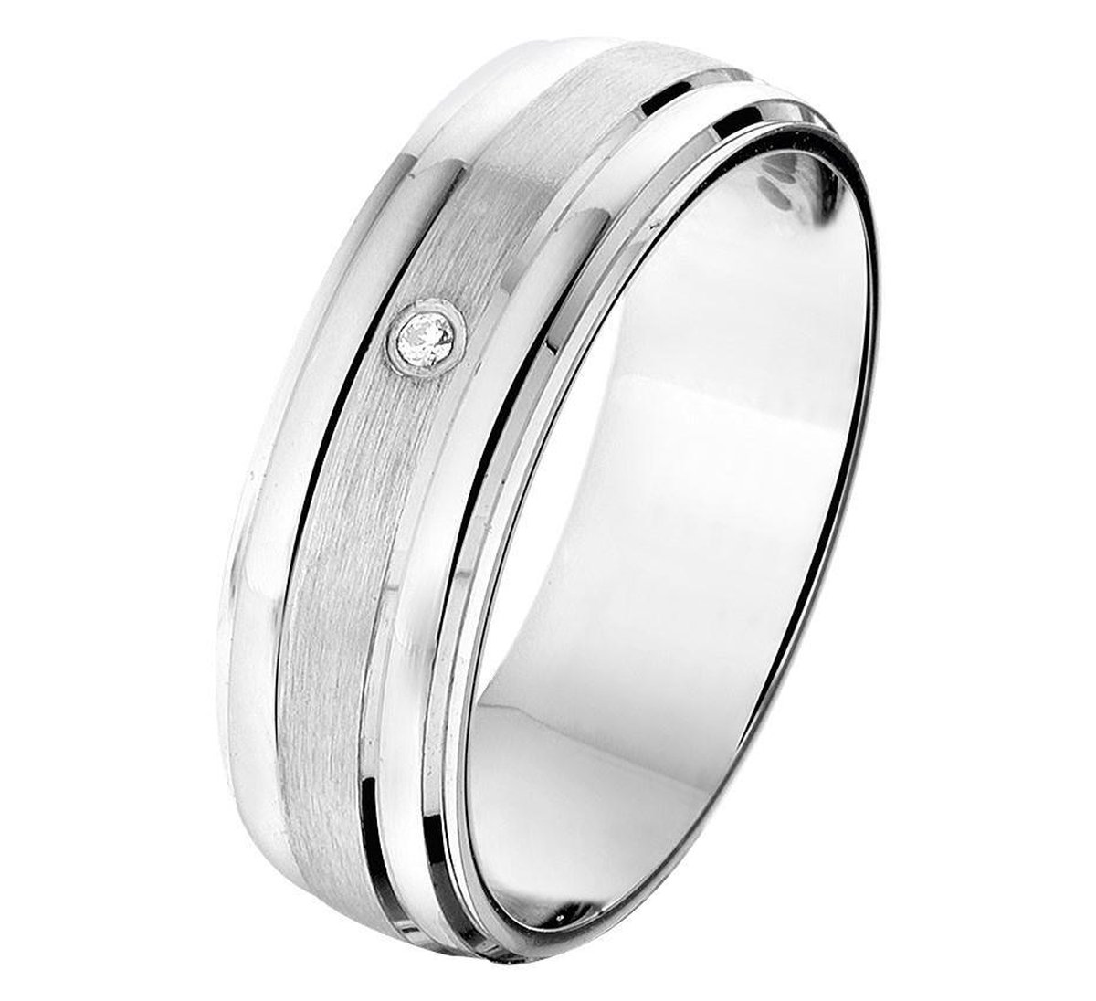 Gerhodineerd Zilver Ring A311 - 6 Mm 0.01Ct H Si 1315552
