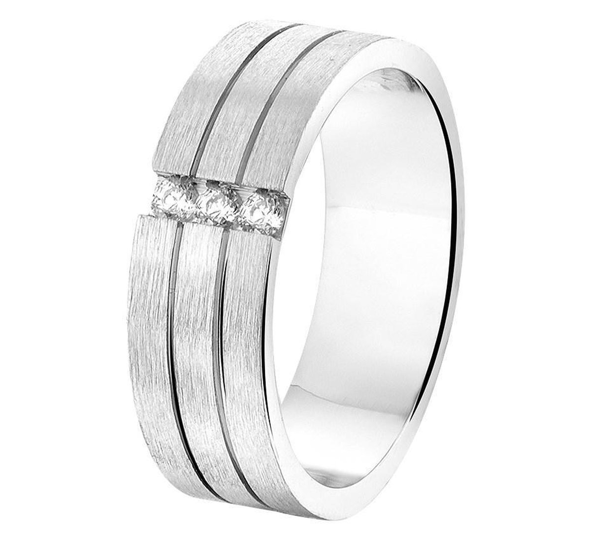 Zilver Gerhodineerde Ring A207 - 6 mm - met cz 1315509 19.00 mm (60)