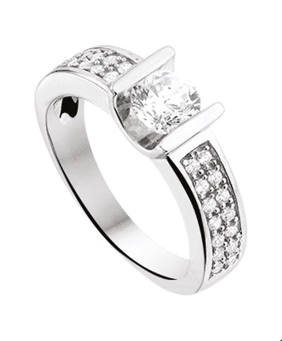 The Jewelry Collection Ring Zirkonia - Zilver Gerhodineerd