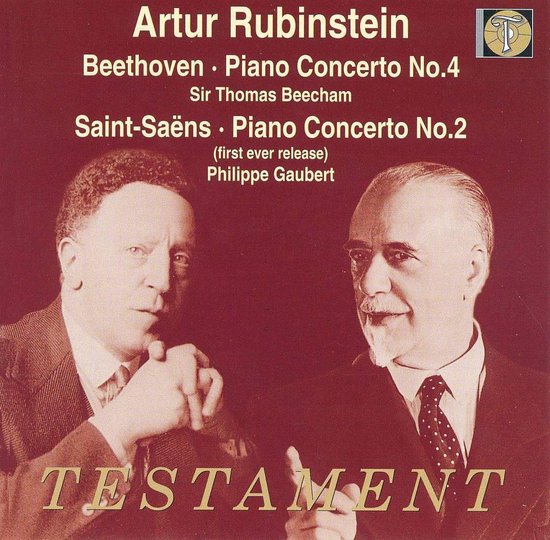 Albumhoes met Artur Rubinstein en Philippe Gaubert. Titel: Beethoven, Piano Concerto No.4; Saint-Saëns, Piano Concerto No.2.