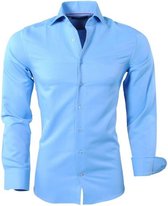 Montazinni - Heren Overhemd - Slim Fit - Licht Blauw