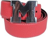 Montazinni - Kunst Leren Riem Met Zilveren Gesp - Rood