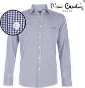 Pierre Cardin - Heren Overhemd - Stretch - Gingham - Blauw