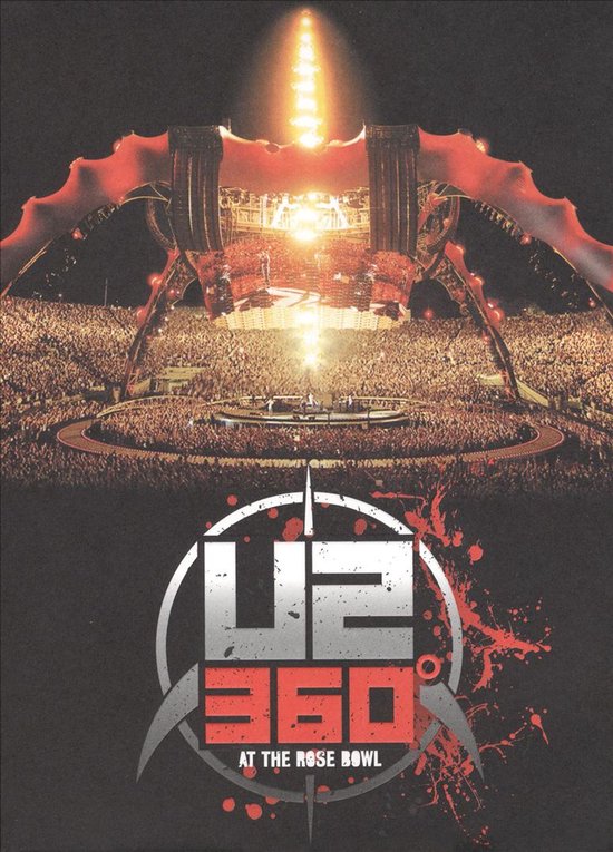 U2 360 At The Rose Bowl: podium met publiek, lichtshows en U2 360 logo.