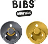BIBS Fopspeen - Maat 2 (6-18 maanden) DUOPACK - Iron & Oker - BIBS tutjes - BIBS sucettes