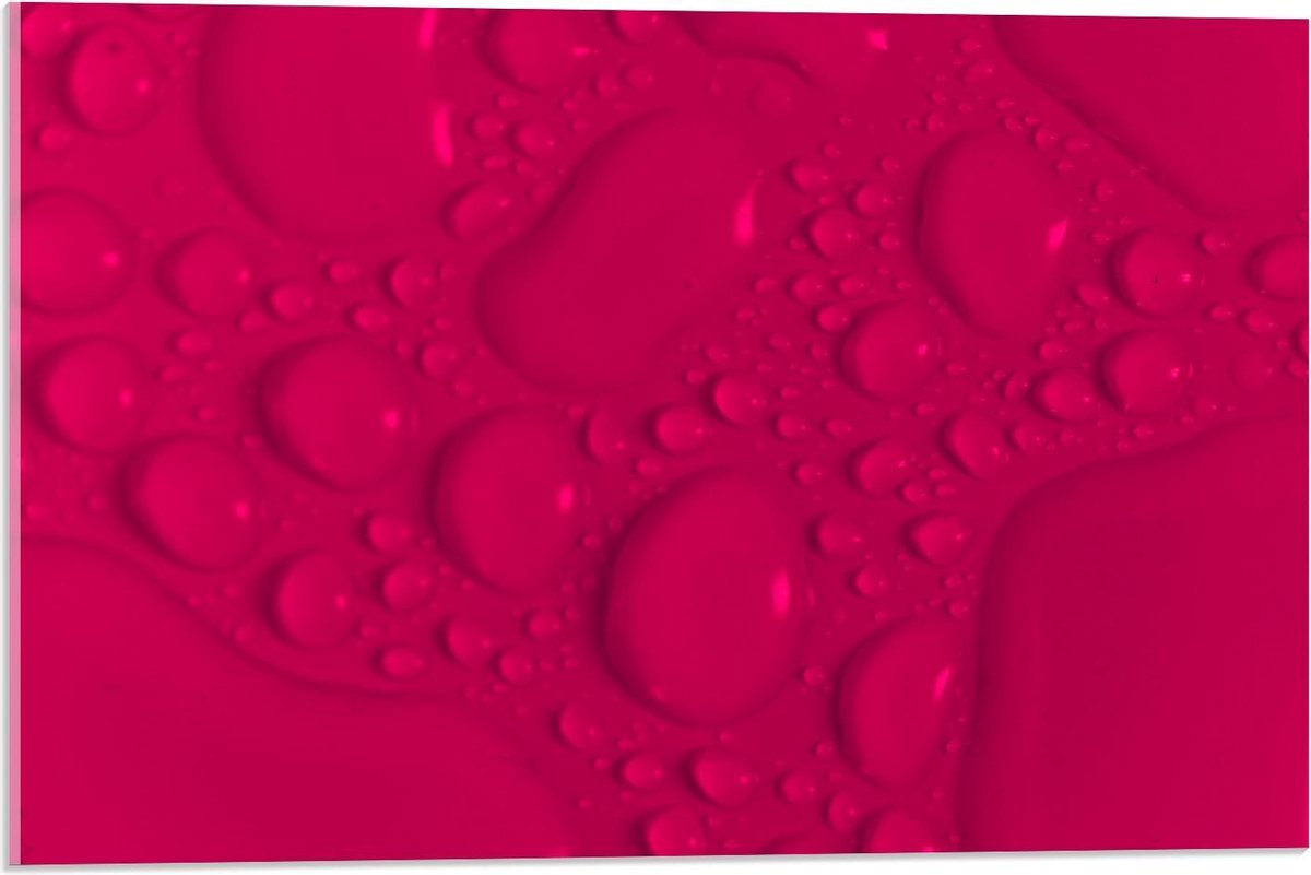 Acrylglas - Druppels op Roze Achtergrond - 60x40cm Foto op Acrylglas (Wanddecoratie op Acrylglas) op Prijzenvolger.com