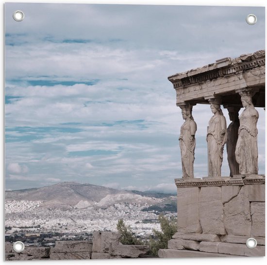 Tuinposter – Grieks Gebouw - 50x50cm Foto op Tuinposter  (wanddecoratie voor buiten en binnen)