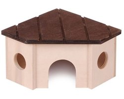 Comfy Houten hoekhuisje met uitkijkplatform voor knaagdieren | in meerdere uitvoeringen. Nr. 2