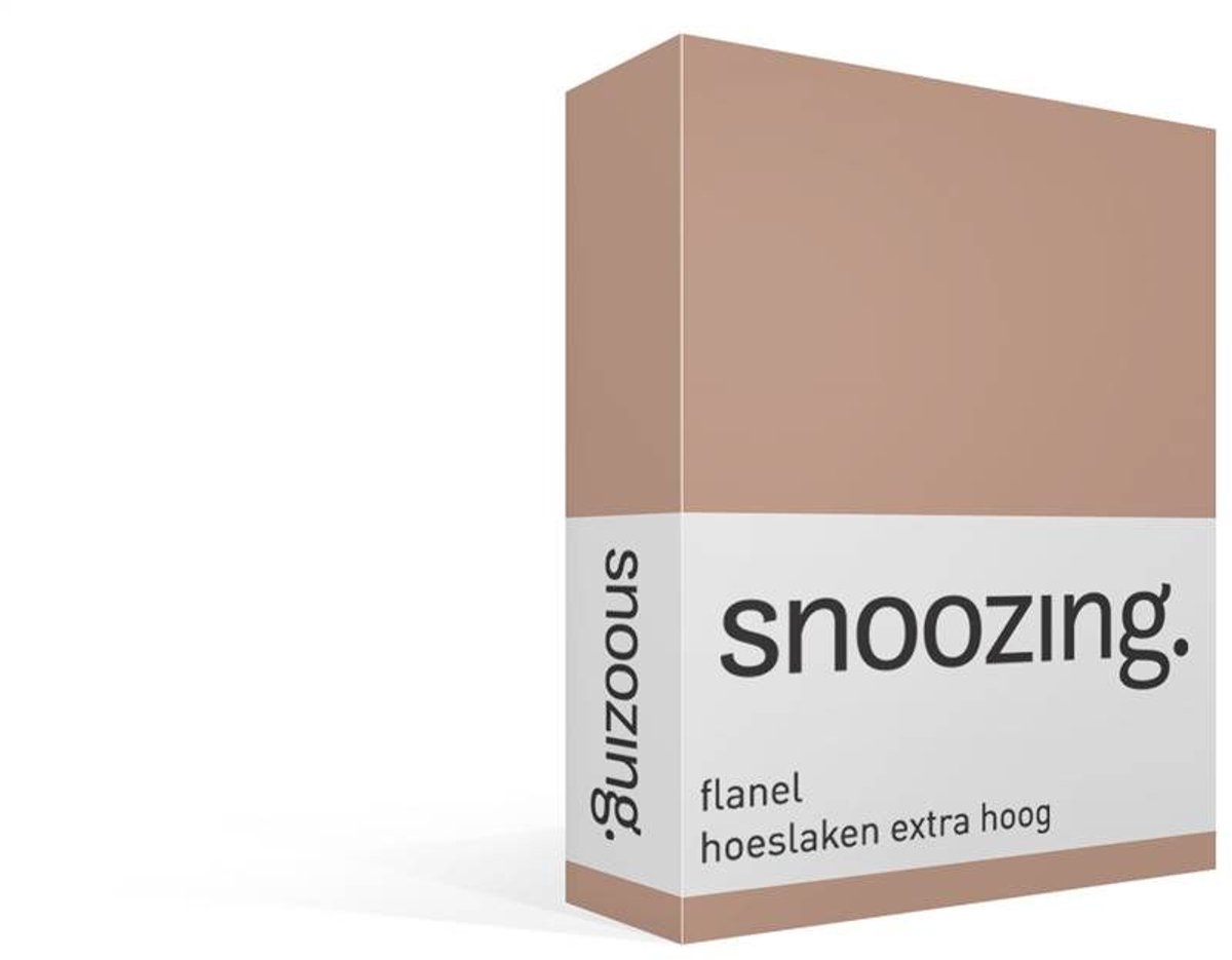 Snoozing flanel hoeslaken extra hoog - 200x200 cm - Extra breed - Mokka