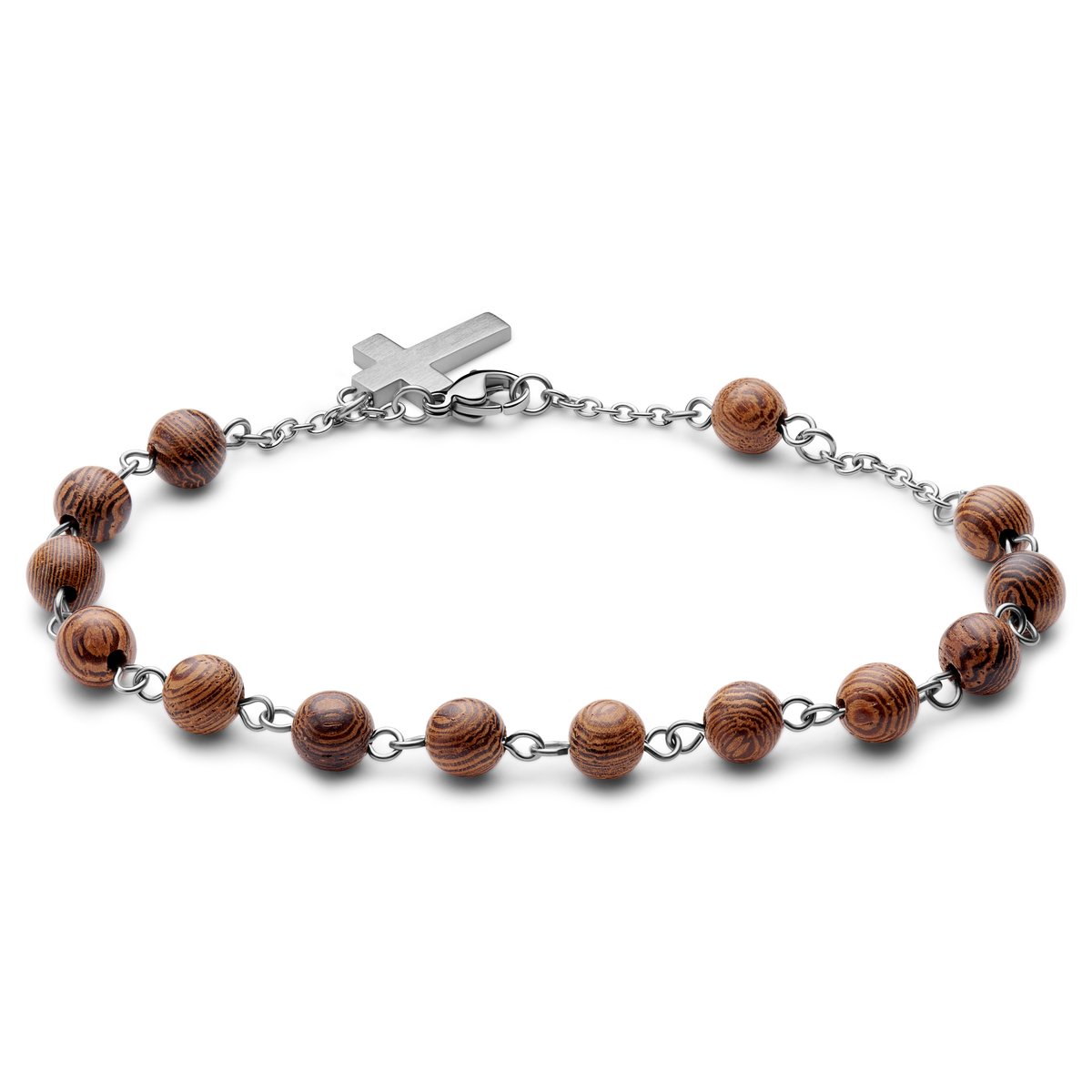 Varietas | Armband van Chirurgisch Staal en Houten Kralen