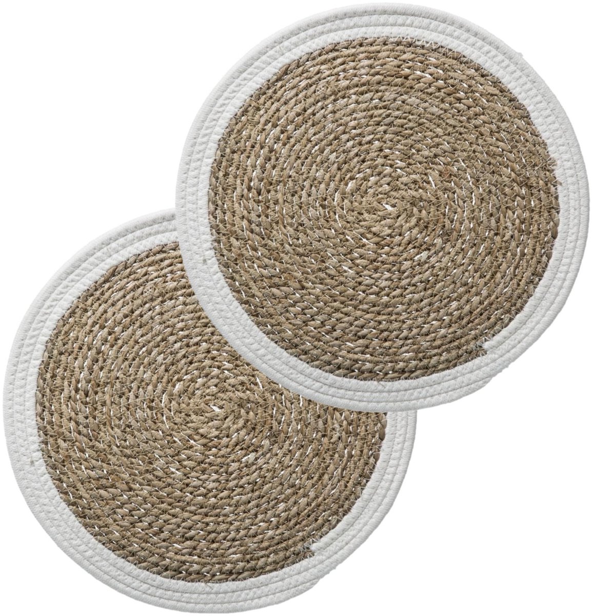 Set van 6x stuks placemats zeegras wit - 39 cm - Tafel onderleggers