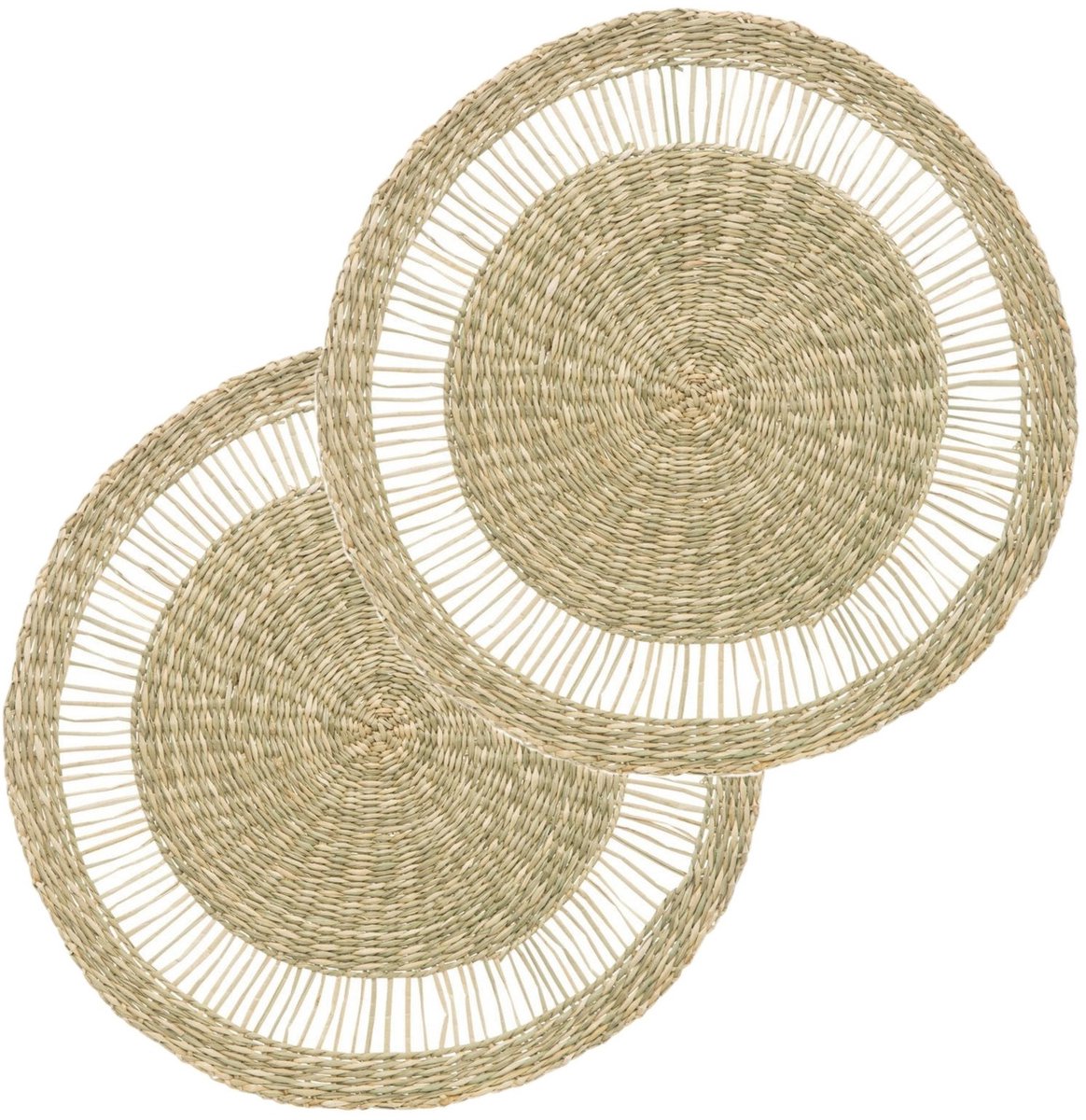 Secret de Gourmet Tafel Placemat - Set van 10x stuks - zeegras naturel - rond - 38 cm - Onderleggers - Ontbijt en Diner