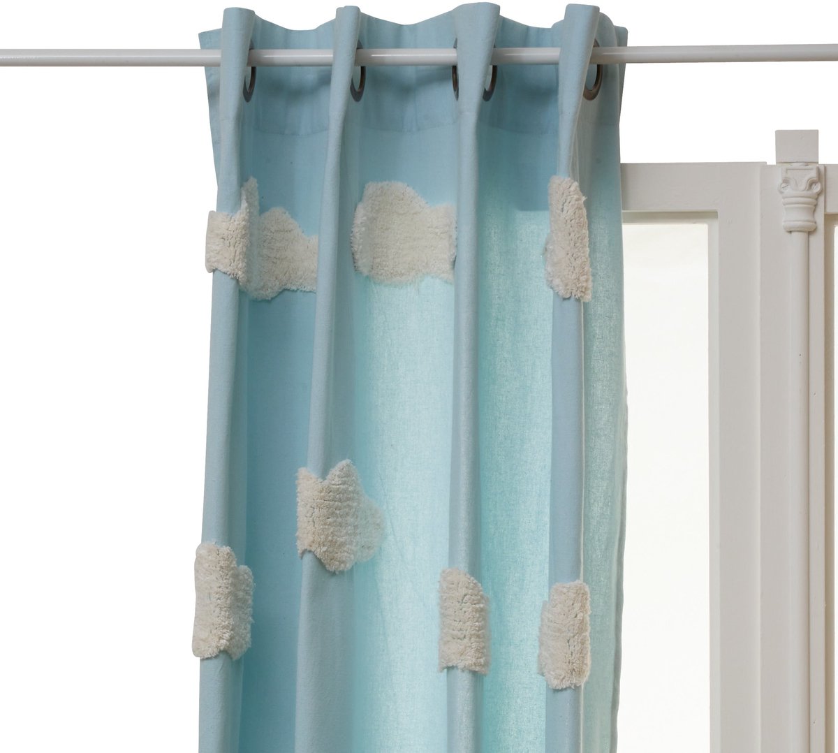 Atmosphera Kids Clouds Gordijn 140x260cm - Kant en klaar met ringen - Gordijn raambekleding - Blauw