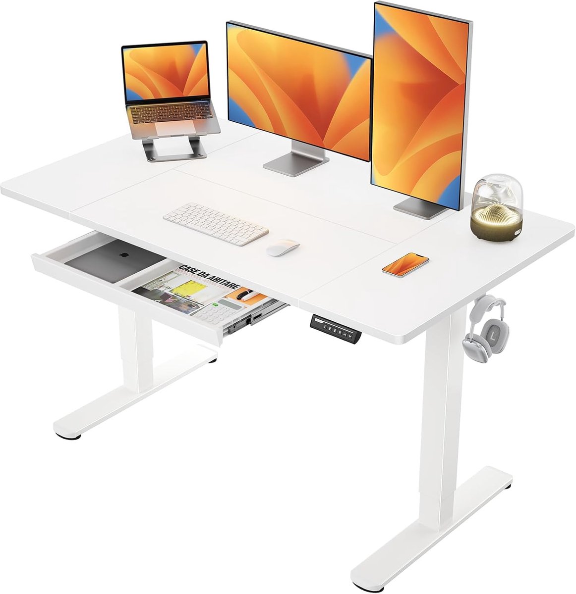 Elektrisch Zit-Sta Bureau - Verstelbaar bureau - Ergonomisch werken - Stille motor - 140 x 80 cm - Wit