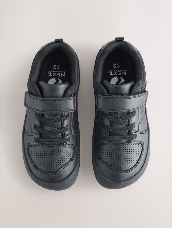 Next - Jongens - Barefoot leren elastische veterschoenen voor school met 1 klittenbandje - Zwart