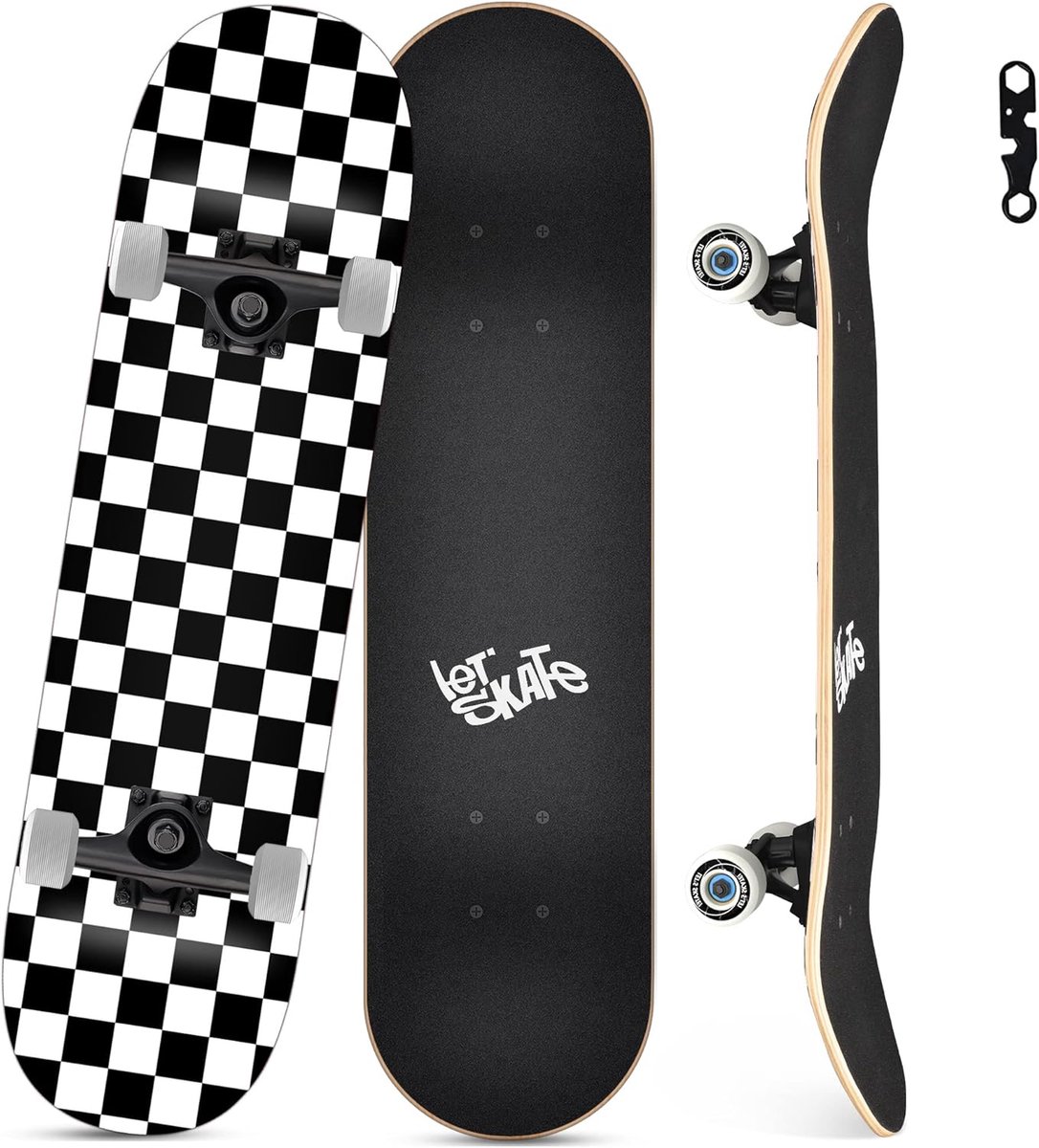 Compleet Skateboard voor Beginners en Gevorderden 78.7cm Houten Trickfiets met Dubbele Kicktail
