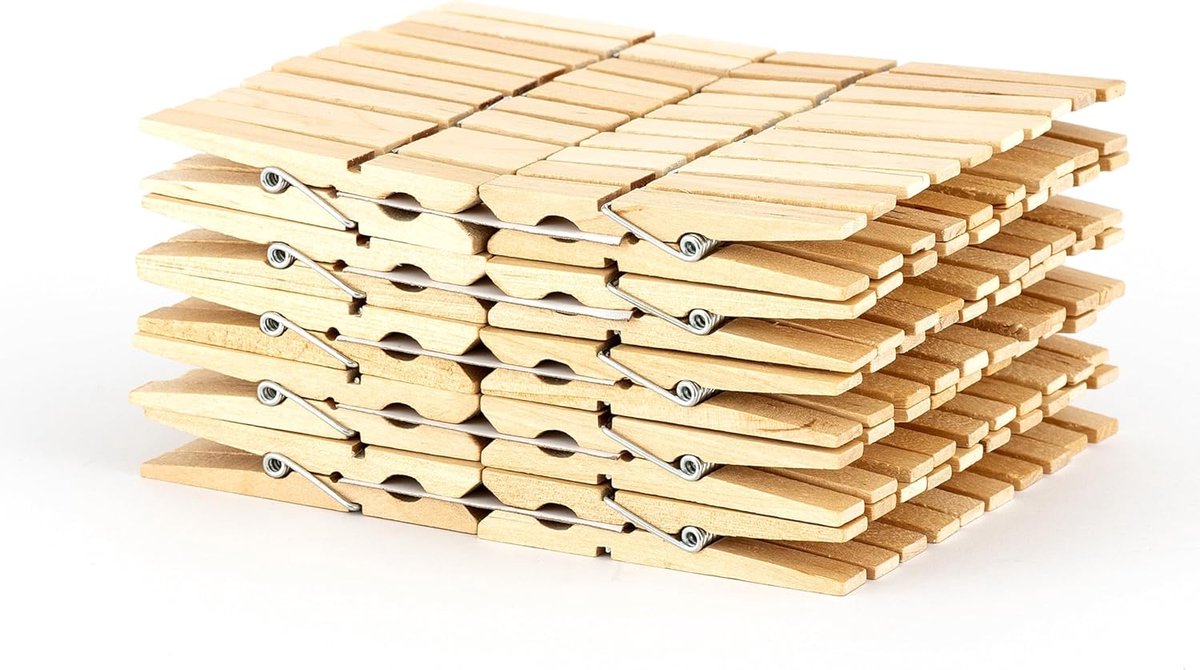 100 Stuks Houten Wasknijpers FSC Gecertificeerd Bamboe 6 cm Duurzaam