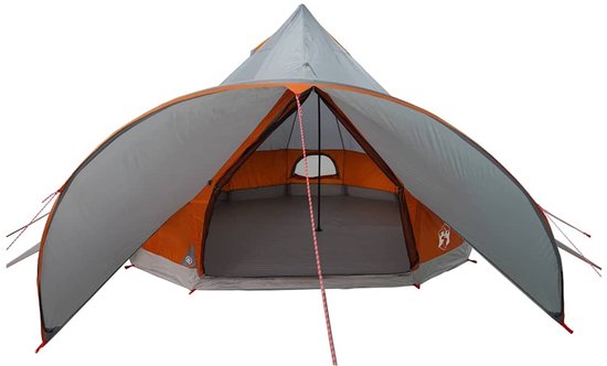 vidaXL - Teepee - Tent - 3-Persoon - Grijs - en - Oranje - 600 - x - 600 - x - 347 - cm van Merkloos — afbeelding 3