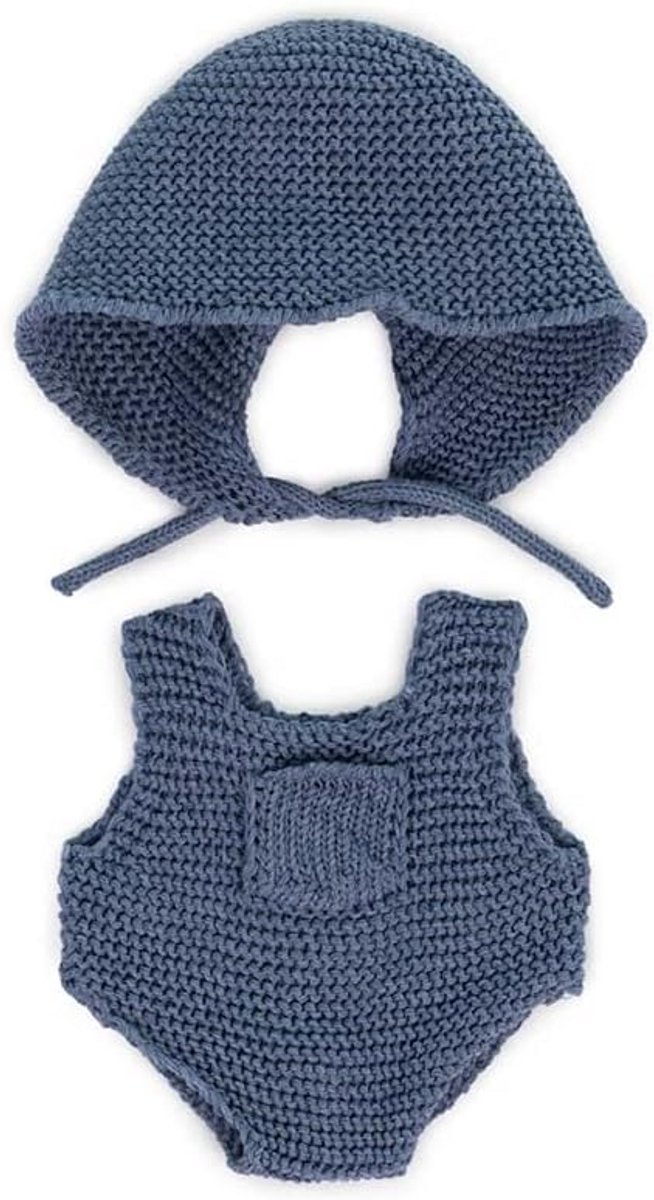 Gebreide Outfit voor Babypop (21 cm) - Romper en Haarband van Gerecycled Materiaal