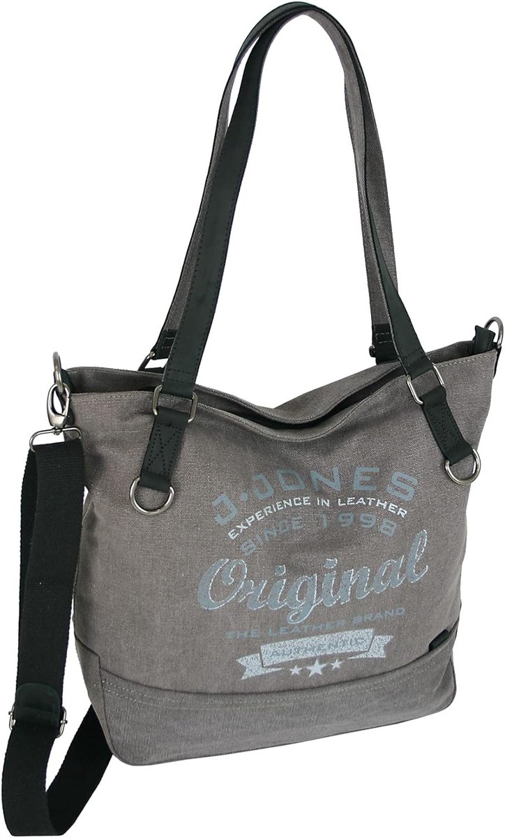 Grote Dames Schoudertas Canvas & Echt Leer Schoudertas Shopper Vintage Look