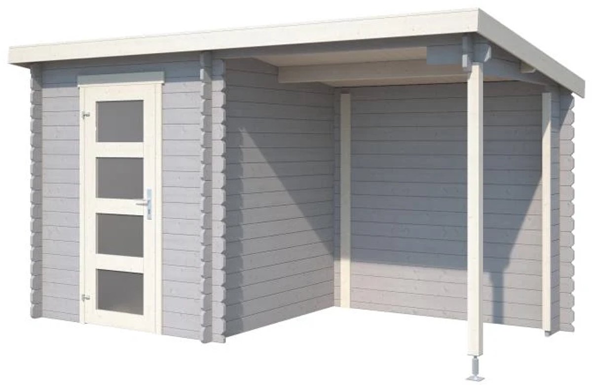 Outdoor Life Blokhut Jelle Platinum Grey-Wit 370 x 175 cm