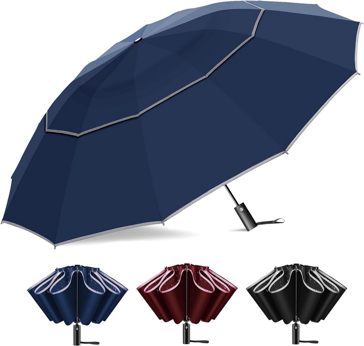 Extra Grote Omgekeerde Golfparaplu 54 Inch Windproof Compact UPF 50+