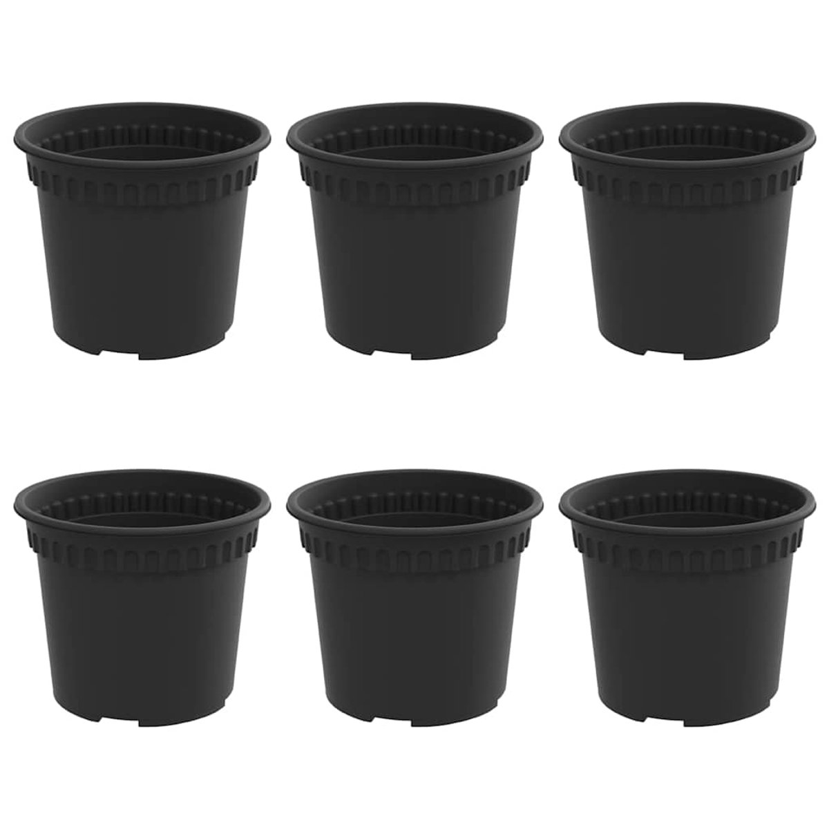 vidaXL - Ronde - Bloempot - 6 - pcs - Zwart - Ø - 12,5 - x - 10 - cm - Kunststof